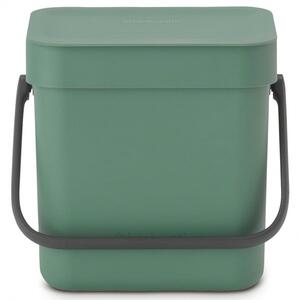 Кош за разделно събиране на боклук Brabantia Sort&Go 1003229, 3 л, Дръжка, Възможност за стенен монтаж, Тъмнозелен
