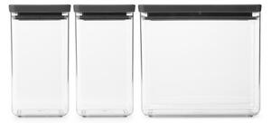 Кутии за съхранение Brabantia Tasty+ Stackable 1008879, 2x1.6л+1x3.5л, Без BPA, Плътно затваряне, Тъмносив