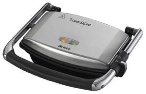 Уред 3в1 Ariete TOAST & GRILL SLIM 1911/10, Тостер, Грил, Скара, 1000W, 230C, Незалепващо покритие, Регулируема горна плоча, Инокс
