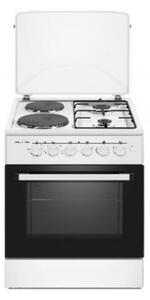 Готварска печка Elite FSEGC-0525W, 1500W, Ток/газ, Вентилатор, Автоматично запалване, Бял