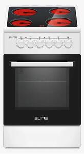 Готварска печка Elite FSVC-0576W, 1800W, 4 Витрокерамични котлона, Вентилатор, 9 степени, Черен/бял