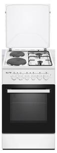 Готварска печка Elite FSEGC-0515W, 1500W, Ток/газ, 58 л, Вентилатор, Термостат, Осветление, Турбо, Бял