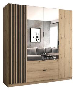 Гардероб с огледало VISTA 200x215 см дъб artisan/графит