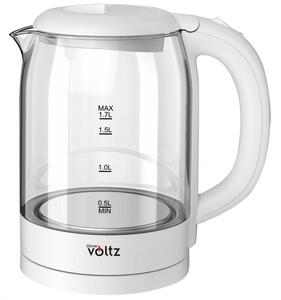 Електрическа стъклена кана Oliver Voltz OV51230X, 2200W, 1.7 л, Скрит нагревател, Светлинен индикатор, 360C основа, Бял