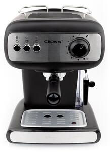 Еспресо машина Crown CEM-1525, 850W, 15 bar, 1.2 л, Подгряване на чаши, Пара, Подвижен резервоар, Крема диск, Черен