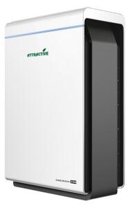 Пречиствател за въздух Attractive Oberon 350, 85W, За до 65 м2, 350 м3/ч, 3 скорости, WiFi, Йонизация, Интелигентни сензори, Дистанционно, Тъчскрийн, Бял/черен