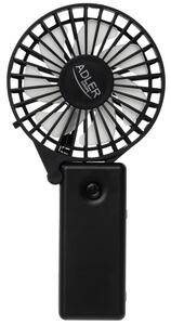Преносим ръчен вентилатор Adler AD 7336, Сгъваем, 6.5 см, 46.2 dB, 2xAA, Перка наклонена под ъгъл 30 градуса, Черен