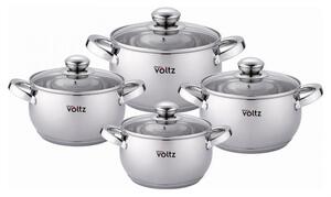 Комплект тенджери Oliver Voltz OV51210G8B, 8 части, Многослойно дъно, Индукция, Неръждаема стомана, Сребрист