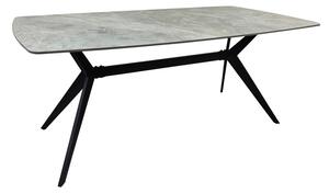 Маса EZALI синтерован камък, сив мраморен вид с черен метален крак 180x90x75см
