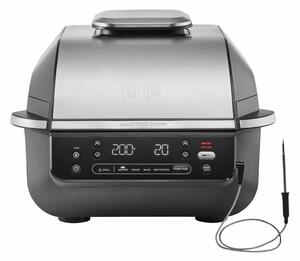 Мултифункционален уред за готвене Ninja Foodi Grill & Air Fryer, 1760W, 5.7l вместимост, 5 програми за готвене, керамично покритие, сонда за месо, черен
