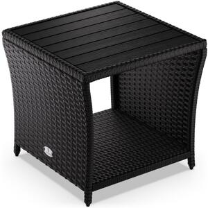 Черна странична маса от полиротанг CASARIA® 45 × 45 × 40 cm