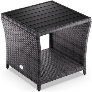 Сива странична маса от полиротанг CASARIA® 45 × 45 × 40 cm