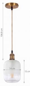 BRILAGI - LED полилей на кабел RETRO GLASS 1xE27/60W/230V диам. 14 см златист/бял