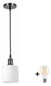 BRILAGI - LED Висяща лампа на кабел RETRO GLASS 1xE27/60W/230V Ø 10 см черен/бял