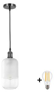BRILAGI - LED полилей на кабел RETRO GLASS 1xE27/60W/230V Ø 14 см черно/бяло