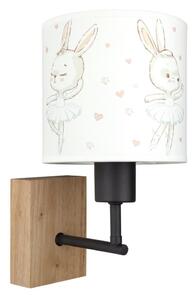 Brilagi - Настенна лампа BOBO WOOD 1xE27/25W/230V дъб/черно/бяло/зайчета