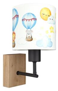 Brilagi - Настенна лампа BOBO WOOD 1xE27/25W/230V дъб/черен/бял/животни