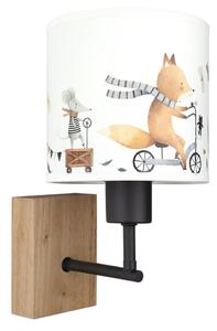 Brilagi - Настенна лампа BOBO WOOD 1xE27/25W/230V дъб/черно/бяло/с животинчета