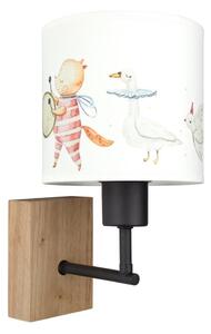 Brilagi - Настенна лампа BOBO WOOD 1xE27/25W/230V дъб/черен/бял/с мотиви на животни