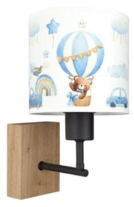 Brilagi - Настенна лампа BOBO WOOD 1xE27/25W/230V дъб/черен/бял/син/меченца