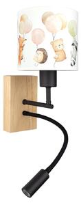 Brilagi - LED Flex. лампа BOBO WOOD 1xE27/25W/230V + LED/3W дъб/черен/бял/с животински десен