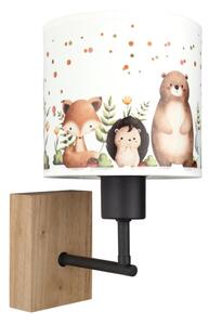 Brilagi - Настенна лампа BOBO WOOD 1xE27/25W/230V дъб/черен/бял/с животински мотиви
