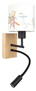 Brilagi - гъвкава LED лампа BOBO WOOD 1xE27/25W/230V + LED/3W дъб/черен/бял/с животински мотив