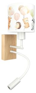 Brilagi - LED Flex. лампа BOBO WOOD 1xE27/25W/230V + LED/3W — корпус дъб, бял, с животински мотиви