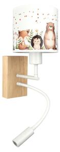Brilagi - LED Flex. лампа BOBO WOOD 1xE27/25W/230V + LED/3W дъб/бял/с животински мотиви