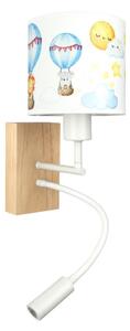 Brilagi - гъвкава LED лампа BOBO WOOD 1xE27/25W/230V + LED/3W, дъб/бял/животни мотиви