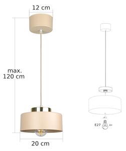 Полилей на кабел IGNIA 1xE27/60W/230V бежово/златно