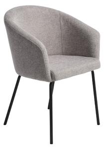Светлосив тапициран трапезен стол с подлакътници Easton – Unique Furniture