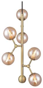 Halo Design 738861 - Полилей ATOM с окачване на тънък кабел 6xG9/28W/230V пр. 30 cm месинг/к. бежова