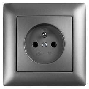 Единичен контакт със заземяване и рамка OSTE JNH001-G Grey