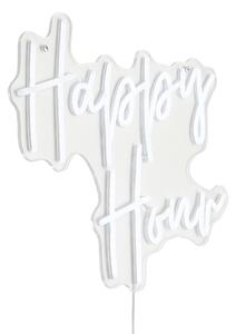Неонова стенна лампа бяла с LED - Happy Hour