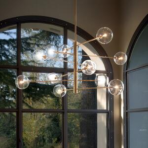 IDEAL LUX Висяща лампа Equinoxe, месинг/кехлибар, 12-лампова, Злато / месинг, Дневна/трапезария, Метал