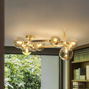 IDEAL LUX Таванна лампа Perlage, месинг/кехлибар, дължина 70 см, 10 лампи, Злато / месинг, Дневна/трапезария, Метал