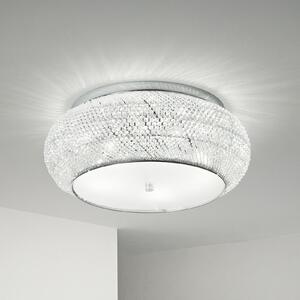 IDEAL LUX Таванна лампа Pasha, хромиран цвят/прозрачна, Ø 55 см, стъкло, Затъмняване, Хром, Дневна/трапезария, Стъкло