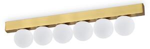 IDEAL LUX LED таванна лампа Binomio от месинг, дължина 44 см, 6 лампи, Злато / месинг, Дневна/трапезария, Метал, Модерен