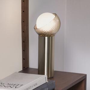 IDEAL LUX Настолна лампа Bloom, месинг/кехлибар, височина 27 см, Злато / месинг, Дневна/трапезария, Метал, Модерен