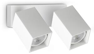 IDEAL LUX стенен прожектор Dynamite Square, бял, 16,5 см, с 2 лампи, Бял, Дневна/трапезария, Метал, Модерен