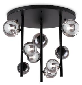 IDEAL LUX Таванна лампа Perlage, черно/димно сиво, Ø 50 см, 9-лампова, Сив, Дневна/трапезария, Метал