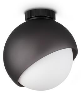 IDEAL LUX Таванна лампа Bloom, Ø 22 см, черна, метал/стъкло, Затъмняване, Черен, Дневна/трапезария, Метал, Модерен