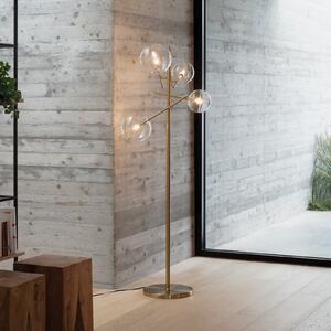 IDEAL LUX Стойка „Equinoxe“ от LUX, месинг/прозрачно стъкло, височина 166 см, Злато / месинг, Дневна/трапезария, Метал