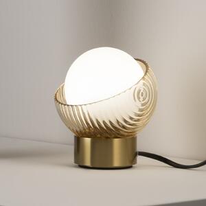 IDEAL LUX Настолна лампа Bloom, месинг/кехлибар, височина 13 см, Злато / месинг, Дневна/трапезария, Метал, Модерен