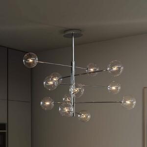 IDEAL LUX Висяща лампа Equinoxe, хром/прозрачна, 12-лампова, Хром, Дневна/трапезария, Метал