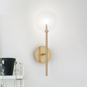 IDEAL LUX Стенна лампа Equinoxe, месинг/прозрачно стъкло, височина 45 см, Злато / месинг, Дневна/трапезария, Метал