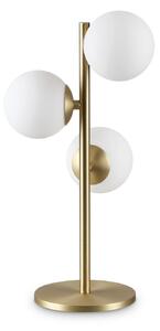 IDEAL LUX Настолна лампа Perlage, месинг/бяло, височина 43 см, 3 лампи, Злато / месинг, Дневна/трапезария, Метал