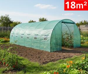 Оранжерия SUNNY 18 кв м 6х3х2м UV+, с 2 врати, 12 прозореца, подсилена 44.5 kg