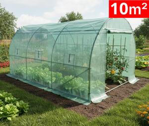 Оранжерия SUNNY 10 кв м 4x2.5x2м UV+, с 2 врати, 6 прозореца, подсилена 25 kg